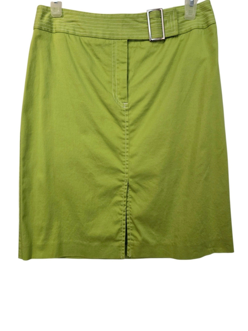 Vintage Y2K Nine & Company Neon Green Belted A-Line Skirt Waist 28